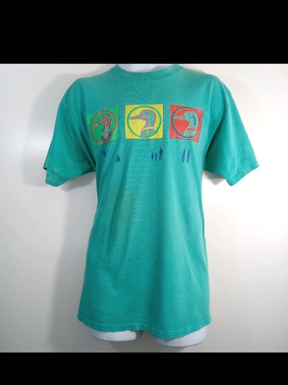 Vtg Duck Head Multicolor Graphic Shirt Single Stitch USA *Distressed